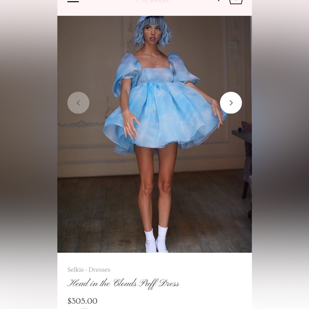 Elegant Blue Puff Sleeve Dress